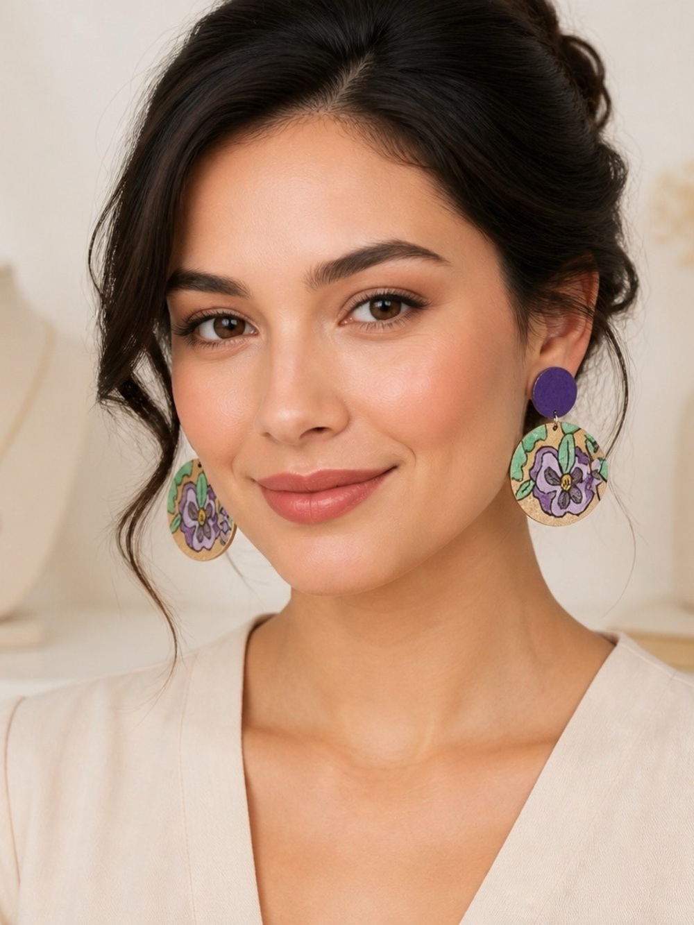 Chic Style Purple  & Teal Statement Drop Earrings